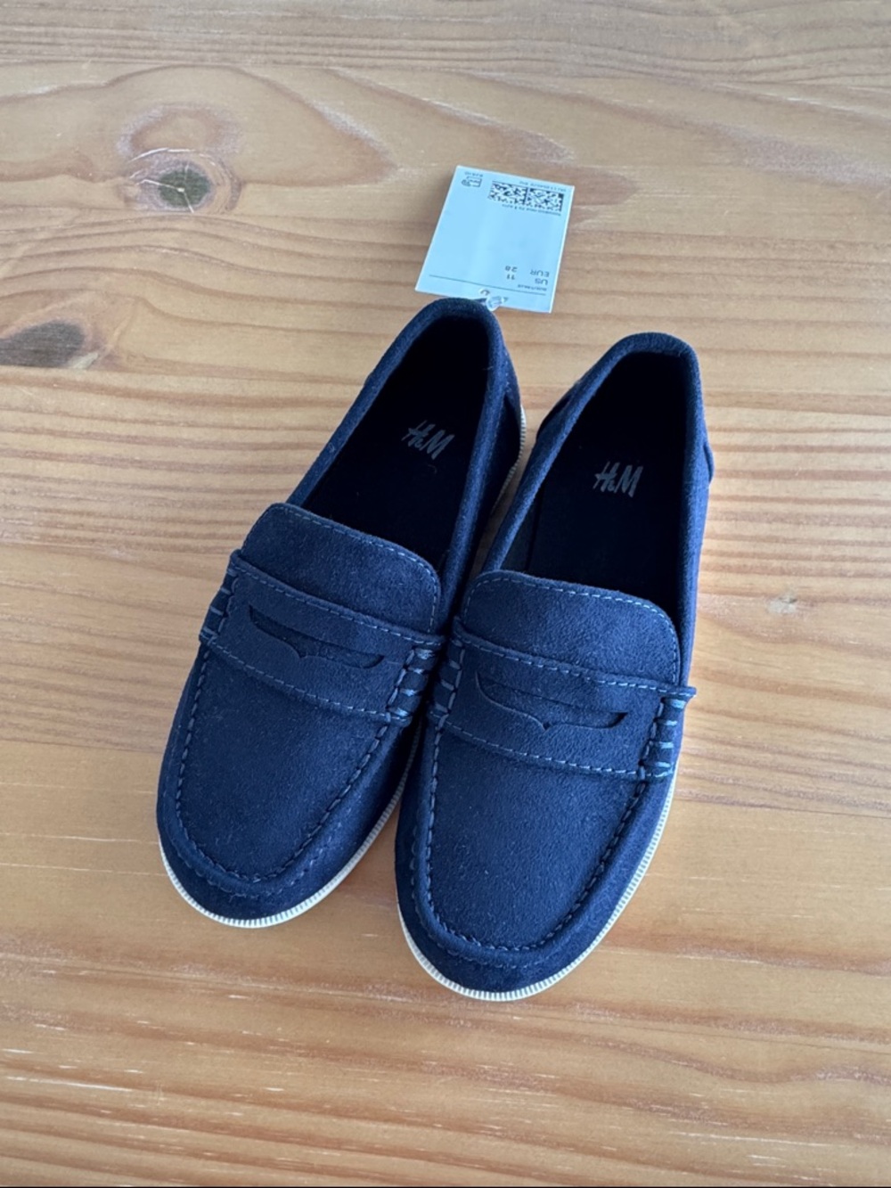 H&M boys Dark Blue Suede Penny Loafers